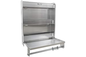 Extreme Max 5001.6049 Aluminum Work Station Storage Cabinet w/ Flip-Out Work Tray & Paper Towel Rack Organizer for Enclosed R