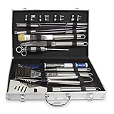 Aristocrat Homewares Luxury BBQ Grill Tools Set With 21 Barbecue Accessories - Stainless Steel With Aluminium Case - Complete Outdoor Grilling Kit