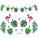 Keklle Flamingo Pineapple Tropical Leaves Banner Garland For Room Decoration Luau Hawaiian Summer Beach Party Supplies, 2 Pack