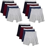 Fruit of the Loom Men's 7-Pack Black & Grey Boxer Briefs 100% Cotton Underwear