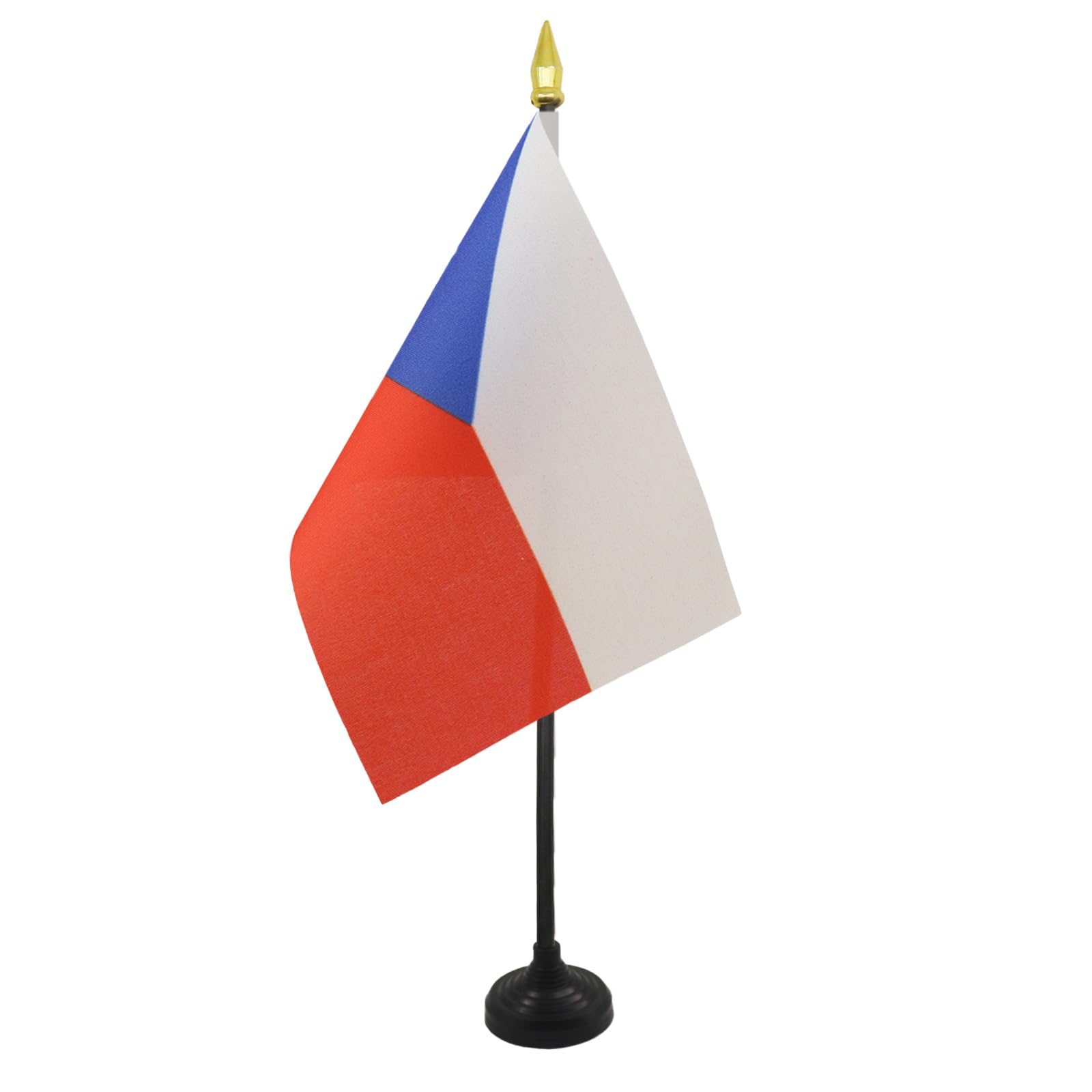 AZ FLAG - Czech Republic Table Flag 4'' x 6'' - Czech Mini Desk Flag 100% Polyester 15 x 10 cm - Office Mini Banner with 10'' Pole - Golden Spear