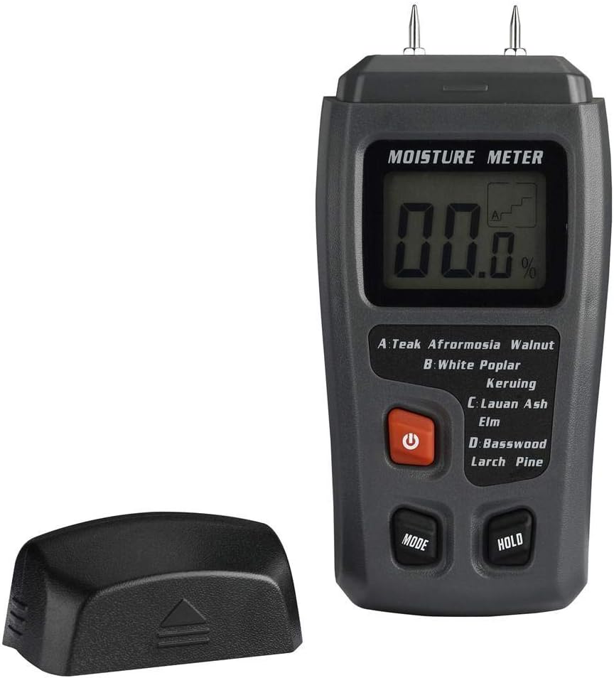 Biback Digital Moisture Meter, LIUMY ± 0.5 high Accuracy Wood Moisture Meter with 2 Pins / 4 Types of Wood Species/Portable LCD Display Moisture Detector