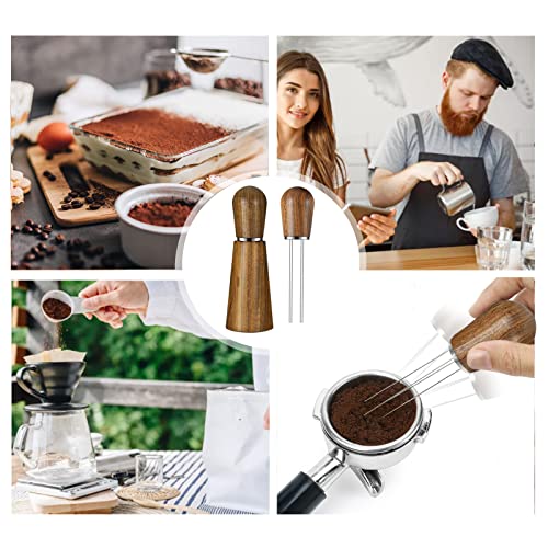 Upgraded Espresso WDT Tool - 8 Needle Stainless Steel Coffee Stirrer With Flat Tips (Black)