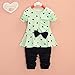 Asherangel Baby Girl Cute 2pcs Set Children Clothes Suit Top and Pants Light Green Age(4T)