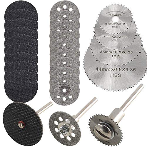 Hojas-de-Sierra-Circular-Set-ZFYQ-Mini-Disco-Corte-Diamante-Mini-Hoja-de-Sierra-Circular-HSS-Mini-Disco-de-Corte-de-Resina-3mm-Mandril-para-Cortar-Madera-Piedra-Metal-Paquete-de-30-Piezas
