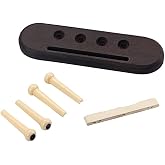 Alnicov Ukulele Bridge，4 String Rosewood，Slotted ABS Saddle Nut， for Ukulele Parts