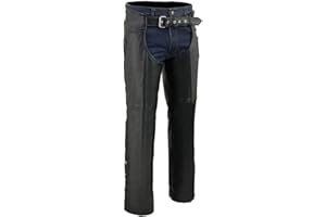 Milwaukee Leather Chaps for Men's Black Thick Braided Naked Soft Leather -Front Coin Pocket Motorcycle Chap- ML1135
