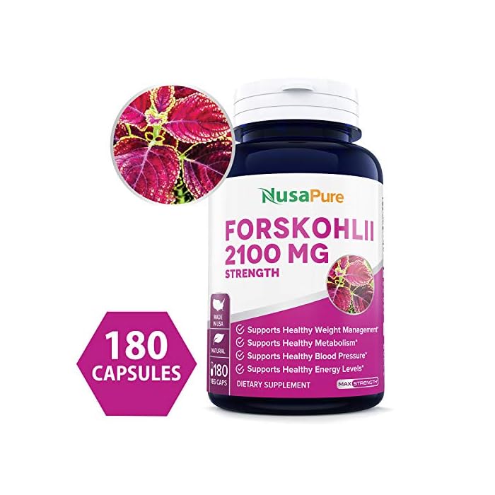 NusaPure Forskolin 2100mg Per Veggie Caps - 180 Capsules (Non-GMO & Gluten Free)