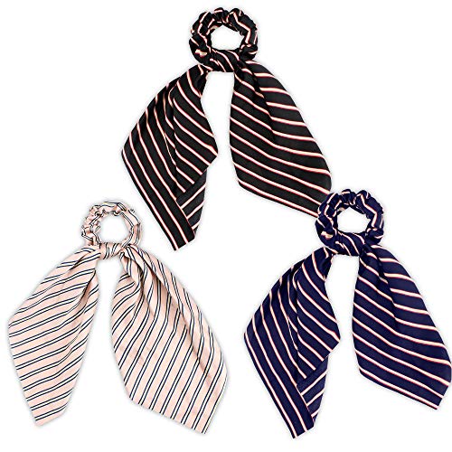 Silk Scrunchies for Hair, Ribbon Bow Scrunchies for Women Girls, 10 Pcs Hair Scrunchies With Scarf
