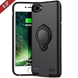 iPhone 6 plus/6s plus/7 plus Battery Case, QueenAcc 3700mAh Portable Battery Charging Case Slim Extended Battery Pack Lightning Cable Input with Kickstand and Support Magnetic Car Holder.(black, 5.5)