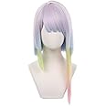 Tongtta Stylish Colorful Bob Cosplay Lucy Wig with Bangs Halloween Costume Rainbow Wig for Women