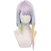 Tongtta Stylish Colorful Bob Cosplay Wigs with Bangs Halloween Costume Rainbow Wig for Women