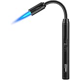 Torch Lighter Refillable Butane Lighters Long Stem with Visible Fuel Tank | Windproof Jet Flame Flexible Long Neck Lighter for Grill Candles BBQ Fireplace Kitchen (Butane Not Included)