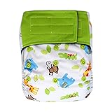 Charcoal Bamboo AIO All-In-One Cloth Diaper w/ Pocket, Hook-and-Loop (Safari)