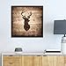 wall26 - Square Canvas Wall Art - Deer with Antler Silhouette on Rustic Wood Board Texture Background - Giclee Print Gallery Wrap Modern Home Art Ready to Hang - 24x24 inches