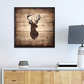 Square Rustic Deer Silhouette - Canvas Art