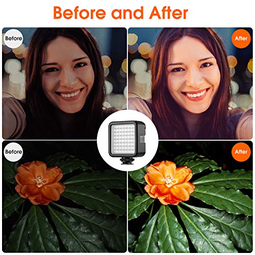 49 LED Video Light Panel Flash + 20pcs Gel Filter + Adjustable Stand Hot Shoe Mount Compatible Zhiyun Smooth Crane DJI Osmo Ronin Gimbal Stabilizer Tripod DSLR Camera Canon Nikon Olympus Photography