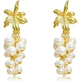 Solighter Grape Bead Pearl Earrings for Women Dainty Vintage Pearls Beads Drop Dangle Earrings Party Jewelry