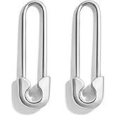 Safety Pin Earrings for Women 14K Gold Paperclip Earrings for Women Trendy Minimalist Dangle Hoop Paper Clip Ear Hoop Studs Daily Jewelry