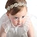 RQJ Baby Girls Stretchy Diamond Gold Headbands Newborn Lace Flower Princess Hair Crown