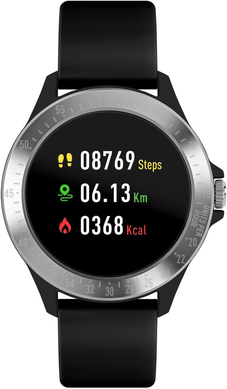 Harry Lime Black Smart Watch Silver Bezel iOS Android GPS Music Control Heart