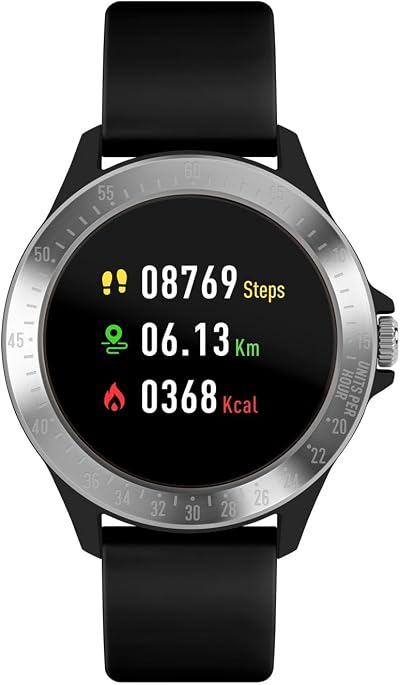 Harry Lime Black Smart Watch Silver Bezel iOS Android GPS Music Control Heart