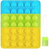 Candy Molds & Ice Cube Trays - IHUIXINHE Hearts, Stars & Shells Silicone Chocolate Molds Fun, Toy Kids Set 3PCS – 1PC Silicone Pastry Oil Brush Incl