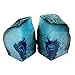 JIC Gem Teal Agate Bookends Heavy Duty Book Ends for Shelves Geode Book Ends with Rubber Bumpers for Office Décor and Home Decoration(1 Pair, 2-3 LBS)