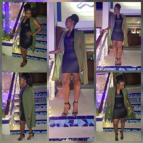 ASMAX HaoDuoYi Women Casual Open Front Cape Trench Duster Coat Longline Blazer(L,Army Green) - Thumbnail 6