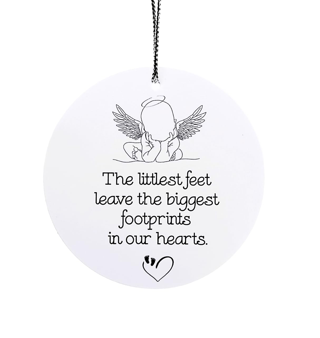 Baby Loss Bereavement Gift/Angel Footprints Keepsake - Hanging Memorial Condolence Decoration - With Organza Gift Pouch