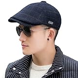 Siggi Irish Wool Driving Tweed Flat Cap for Men Plaid Newsboy Ivy Caps Winter Hat Navy