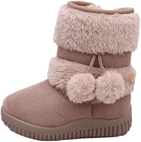 Toddler Baby Boy's Girl's Snow Boot Flat Pom Pom Winter Warm Shoes Ankle Booties (1-7 Years Kids)