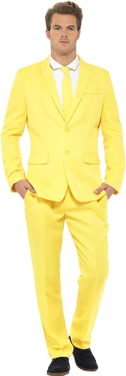 Smiffy's Men's Yellow Suit with Jacket Trousers and Tie