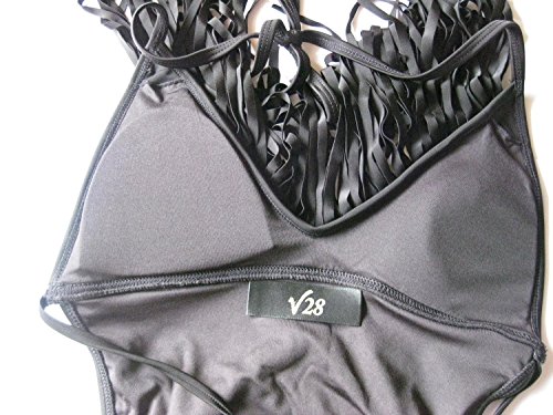 V28 Padded One Piece Fringed Swimsuit Swimwear Monokini (US size: XXXL, Black2) - Thumbnail 5
