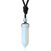 XIANNVXI Crystal Necklace for Men Women Adjustable Rope Hexagonal Point Healing Crystal Natural Stone Pendant Necklaces Gemstone Jewelry