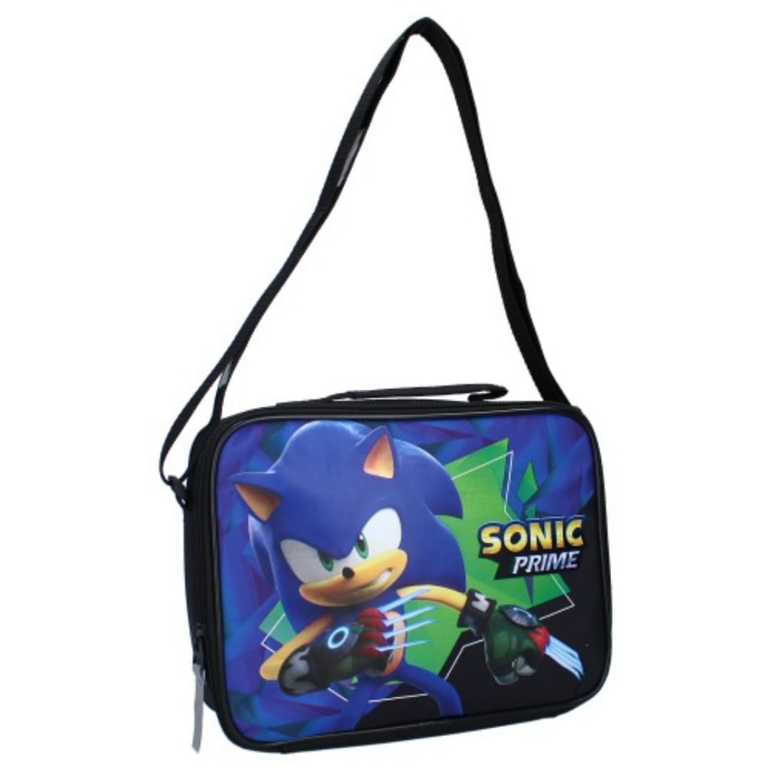 mybagstory - Lunch bag - Sonic - Child - School - Primary - Kindergarten - Daycare - Nativity - Boys lunch - Size 25 cm - Adjustable straps, Black, 25 cm