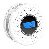 Combination Smoke and Carbon Monoxide Detector with Display,Battery Operated Smoke CO Alarm Detector