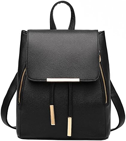 LIZHIGU Leather Backpack Fashion Shoulder Bag Mini Schoolbag for Women Girls Black