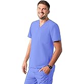 Adar Addition Scrubs for Men - Modern Multi Pocket V-Neck Scrub Top