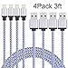 Sundix 9 Charger, Lightning Cable 3' Nylon Braided Sync Cable Cord Compatible with iPhone 7/7plus/6/6s/6 plus/6s plus/ 5c/5s/5/SE/iPad /iPod - White - 4 Piece