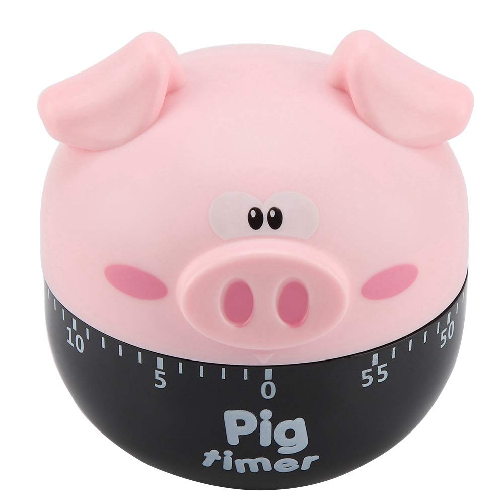 Cute Cartoon Pig Kitchen Timer Mechanical Timers Counters for Cooking Timing Tool, Kitchen Timer Mini Timer 55 Mins Countdown(Pink)