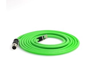 DRRI M12 4pin D-Code Male to RJ45 Waterproof Ethernet Shielded Cable for Industrial Ethernet Applications (10M)