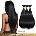 9A Malaysian Human Hair 3 Bundles Straight Remy Hair Extensions Human Hair Black Double weft by Lovenea(14 16 18)
