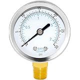 Joywayus Pressure Gauge 0 to 30 PSI Brass 1/4" Male NPT Thread Lower Mount, Multiple Function