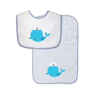 Amazon Com Blue Whale 1 Cotton Boys Girls Baby Bib Burb Set
