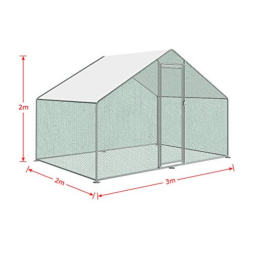 JunY Hühnerstall mit Schloss, Outdoor Hühnerhaus Dach Geflügelstall Verzinkter, PVC-beschichtetes Schatten Dach für… – Bild 3