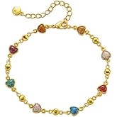 evoklo Colorful Boho Charm Bracelets for Women, Adjustable 18K Gold-Plated Gold Charm Bracelet, Trendy Jewelry for Daily Wear, Vacation & Gifts