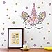 TOARTi Unicorn Angel Flower Wall Decal Polka Dot Eyebrow Wall Sticker Colorful Fairytale Wall Art Unicorn Cute Wall Decal Nursery Bedroom Decal Vinyl Wall Decal Home Decor, Gold@Pink