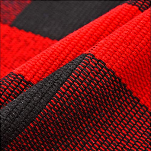 Buffalo Plaid Rug - YHOUSE Checkered Indoor/Outdoor Door Mat Outdoor Doormat for Front Porch/Kitchen/Laundry Room Welcome Layered Mat (23.6"X35.4", Red and Black Plaid)