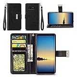 Samsung Galaxy Note 8 Case - IZENGATE [Classic Series] Wallet Cover PU Leather Flip Folio with Stand (Black)